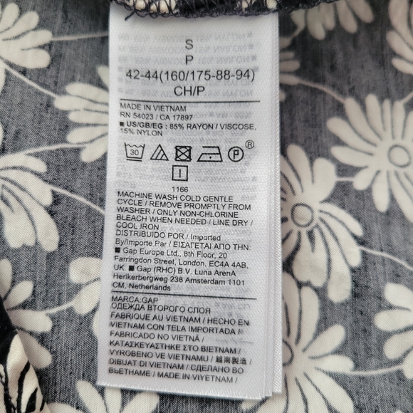 Gap Slip Dress Midi Floral Black White 90s Sleeveless Slit Size Small - Picture 6 of 8